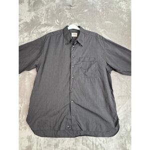 Lorenzini Mens Italian Charcoal Grey Herringbone Short Sleeve Button Up‎ Shirt